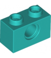 Dark Turquoise Technic, Brick 1 x 2 with Hole