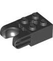 Black Technic, Brick Modified 2 x 2 with Ball Socket and Axle Hole - Straight Forks with Round Ends and Closed Sides