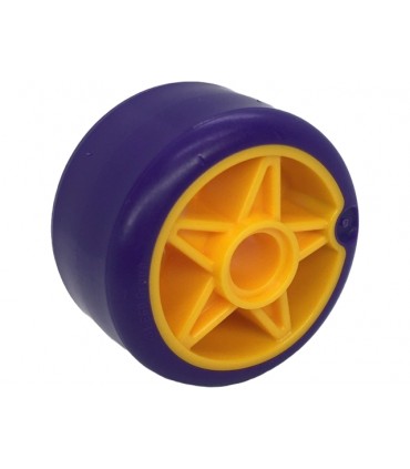 right Light Orange Wheel 24 x 15 with Pin Hole with Molded Dark Purple Hard Plastic Tire Pattern