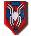 Red Tile, Modified 2 x 3 Pentagonal with White Spider, Blue Armor Plates, Dark Red Circuitry Pattern