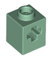 Sand Green Technic, Brick 1 x 1 with Axle Hole