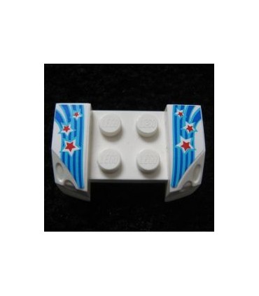 White Vehicle, Mudguard 2 x 4 with Headlights Overhang with Red Stars Pattern on Both Sides (Stickers) - Set 9094