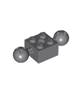 Dark Bluish Gray Technic, Brick Modified 2 x 2 with 2 Ball Joints and Axle Hole