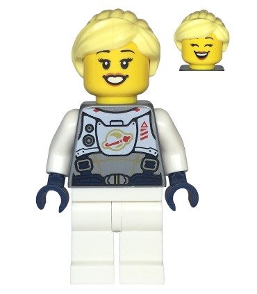 Astronaut - Female, Flat Silver Spacesuit with Harness and White Panel with Classic Space Logo, Bright Light Yellow Hair