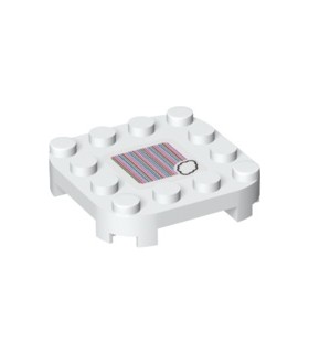White Plate, Modified 4 x 4 with Rounded Corners and 4 Feet with Super Mario Scanner Code Cloud Pattern (Sticker) - Set 71360