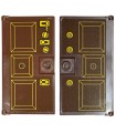 Reddish Brown Door 1 x 4 x 6 Stud Handle with Bright Light Orange Squares, Locks and Key Holes Pattern on Both Sides (Stickers)