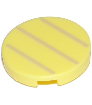 Bright Light Yellow Tile, Round 2 x 2 with Bottom Stud Holder with 3 Tan Lines Pattern (