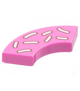 Dark Pink Tile, Round Corner 2 x 2 Macaroni with White Sprinkles Pattern
