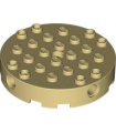 Tan Brick, Round 6 x 6 with 4 Side Pin Holes and Center Hole