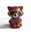 Reddish Brown Raccoon, Friends Style with White Muzzle, Black Nose and Dark Brown Markings on Face Pattern