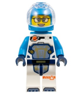 Astronaut - Female, White Spacesuit with Dark Azure Arms, Dark Azure Helmet, Trans-Clear Visor, Dark Azure Jet Pack, Glasses