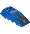 Dark Blue Wedge 6 x 4 Triple Curved with Dark Red, Dark Turquoise and Sand Green Skin Pattern (Sticker) - Set 76154