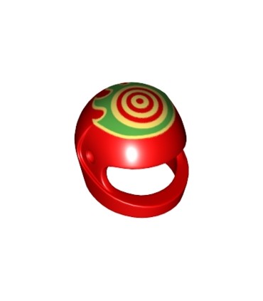 Red Minifigure, Headgear Helmet Motorcycle (Standard) with Target and Bright Green Flames Pattern