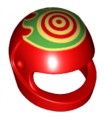 Red Minifigure, Headgear Helmet Motorcycle (Standard) with Target and Bright Green Flames Pattern