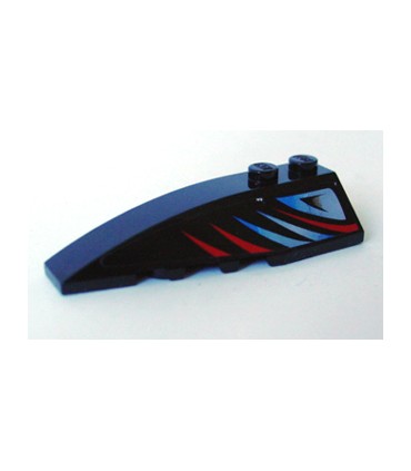 Black Wedge 6 x 2 Left with Sleek Red and Bluish Silver Pattern (Sticker) - Set 8669