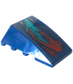 Dark Blue Wedge 4 x 4 Triple Curved No Studs with Dark Red, Dark Turquoise and Sand Green Skin Pattern (Sticker) - Set 76154