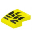 Neon Yellow Slope, Curved 2 x 2 x 2/3 with Black Geometric Shapes Design Pattern