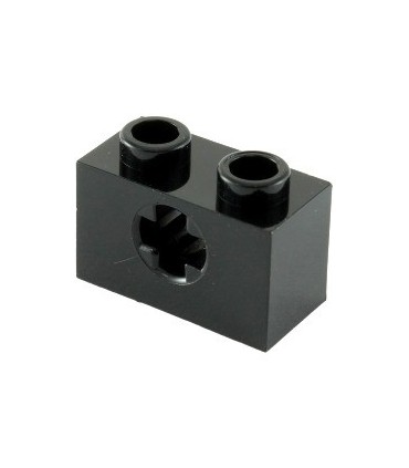 Black Technic, Brick 1 x 2 with Axle Hole