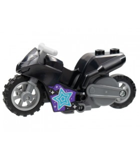Black Stuntz Flywheel Motorcycle Sport Bike Tapered Front with Dark Bluish Gray Frame, Light Bluish Gray Wheels