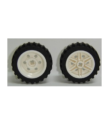 White Wheel 30mm D. x 14mm with Black Tire 43.2 x 14 Offset Tread (56904 / 56898)