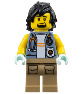 City Jungle Explorer - Sand Blue Jacket, Stethoscope, Dark Tan Legs, Black Hair