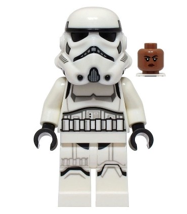 Imperial Stormtrooper - Female, Dual Molded Helmet with Light Bluish Gray Panels on Back, Shoulder Belts, Medium Brown Head