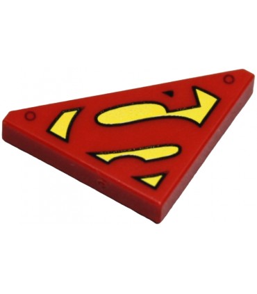 Red Tile, Modified 2 x 2 Triangular with Superman 'S' Logo on Yellow Background Pattern