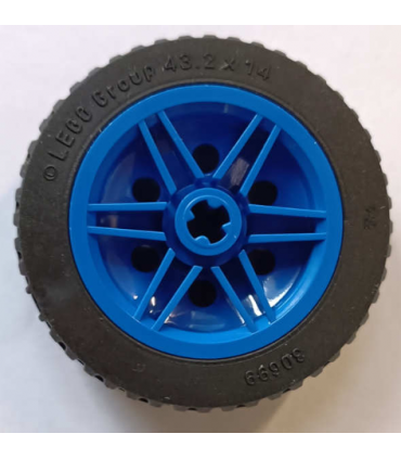 Blue Wheel 30mm D. x 14mm with Black Tire 43.2 x 14 Solid (56904 / 30699)
