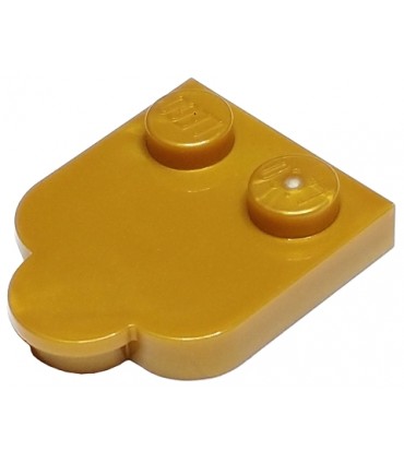 Pearl Gold Tile, Modified 2 x 2 with Studs on Edge, Rounded Corners and 1 x 1 Half Circle Extension