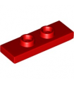 Red Plate, Modified 1 x 3 with 2 Studs (Double Jumper)