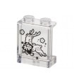 Trans-Clear Panel 1 x 2 x 2  -Black Deer Buck, Flowers, Dots and Chinese Logogram '福' (Wealth) Pattern