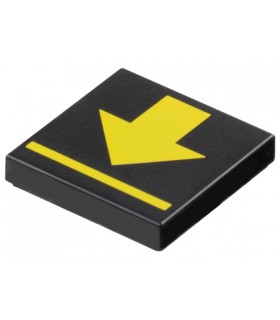Black Tile 2 x 2 with Yellow Arrow and Line Pattern
