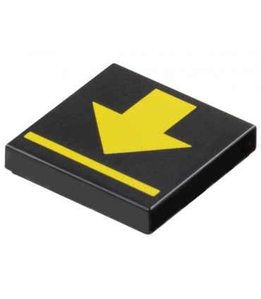 Black Tile 2 x 2 with Yellow Arrow and Line Pattern