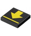 Black Tile 2 x 2 with Yellow Arrow and Line Pattern