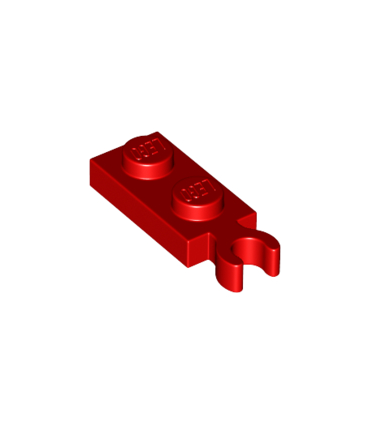 Red Plate, Modified 1 x 2 with Clip on End (Vertical Grip)