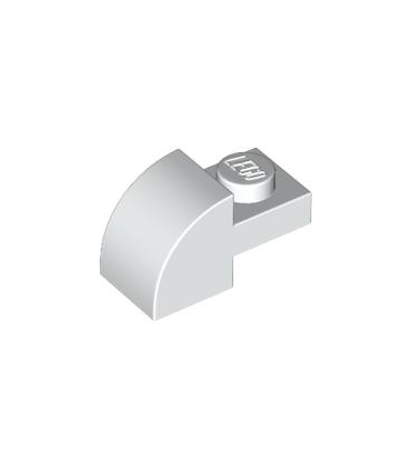 White Slope, Curved 2 x 1 with Recessed Stud