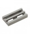 Flat Silver Tile, Modified 1 x 2 Grille with Bottom Groove / Lip