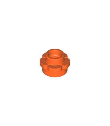 Reddish Orange Plate, Round 1 x 1 with Flower Edge (5 Petals)