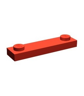 Red Plate, Modified 1 x 4 with 2 Studs with Groove