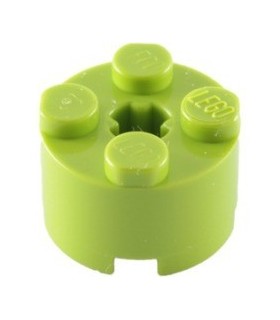 Lime Brick, Round 2 x 2 with Axle Hole