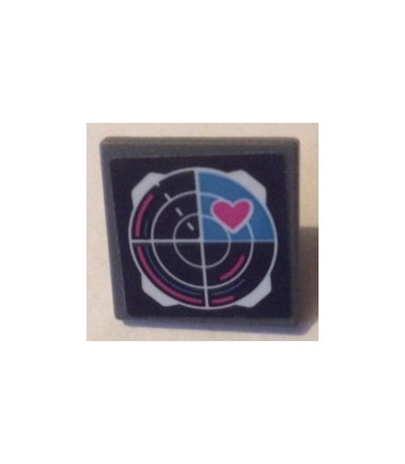 Dark Bluish Gray Road Sign 2 x 2 Square with Open O Clip with Radar and Pink Heart Pattern (Sticker) - Set 41333