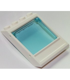 White Window 4 x 4 x 3 Roof with Bottom Panel with Trans-Light Blue Glass (60806 / 60603)