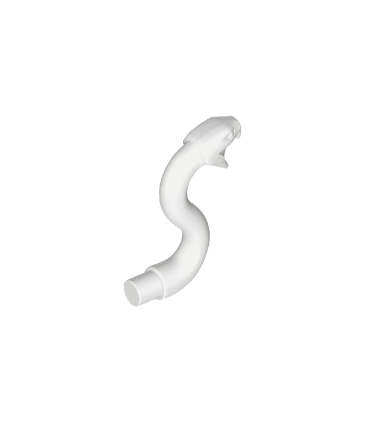 White Snake Head with Open Mouth, Fangs and Curved Neck with Bar