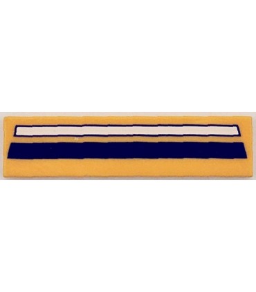 Bright Light Orange Tile 1 x 4 with Dark Blue and White Stripe Pattern