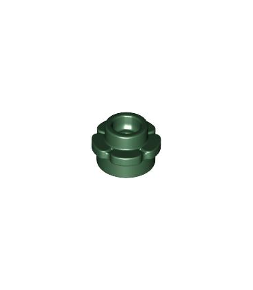 Dark Green Plate, Round 1 x 1 with Flower Edge (5 Petals)