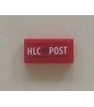 Red Tile 1 x 2 with 'HLC' Heart 'POST' and Black Lines Pattern (Sticker) - Set 41310