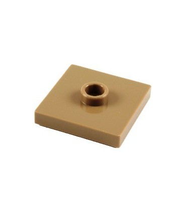 Dark Tan Plate, Modified 2 x 2 with Groove and 1 Stud in Center