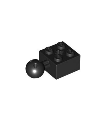 Black Technic, Brick Modified 2 x 2 with Ball Joint and Axle Hole with 6 Holes in Ball