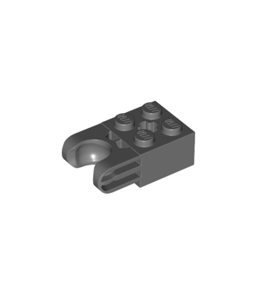Dark Bluish Gray Technic, Brick Modified 2 x 2 with Ball Socket and Axle Hole - Straight Forks with Round Ends and Closed Sides