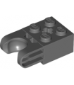 Dark Bluish Gray Technic, Brick Modified 2 x 2 with Ball Socket and Axle Hole - Straight Forks with Round Ends and Closed Sides